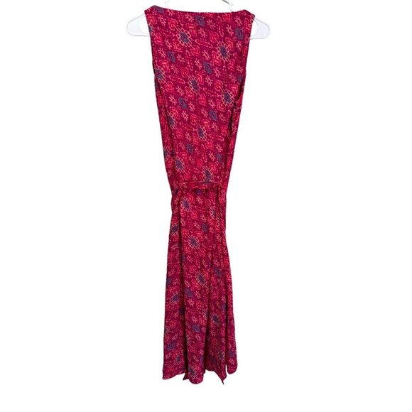 LAUREN Ralph Lauren Womens 8 Geometric Print Belted Crepe Midi Dress Fuchsia NWT - Picture 4 of 15